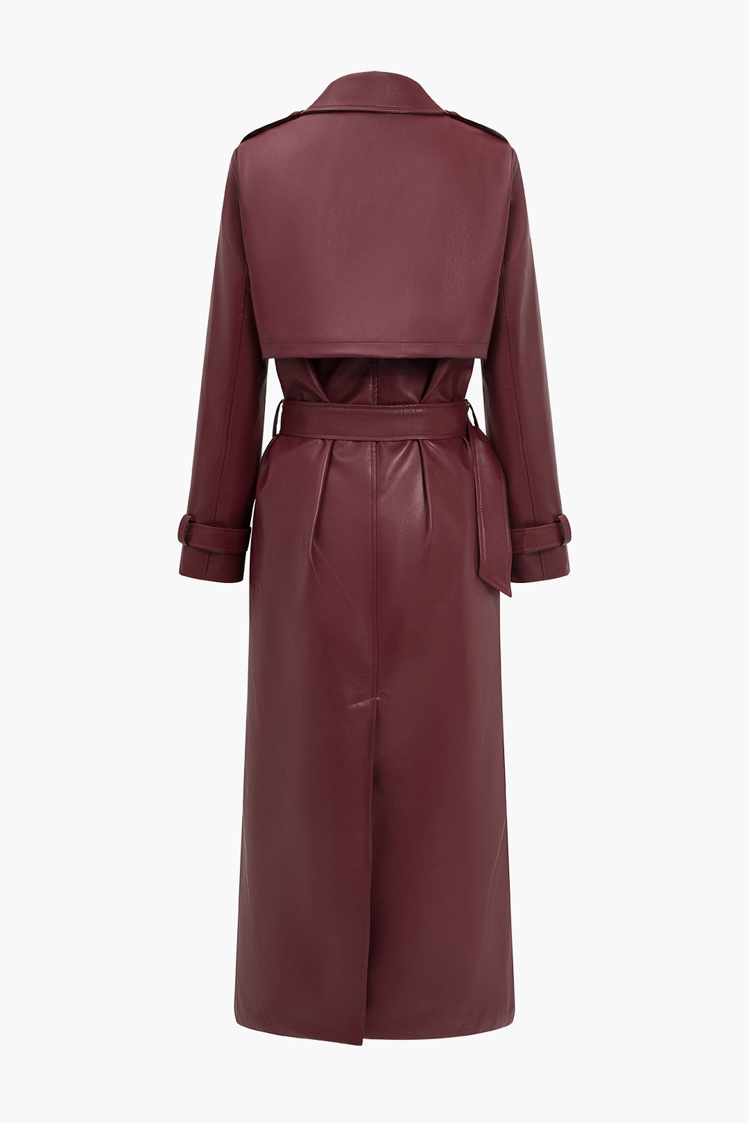 Sara Trench Coat | Autumn Long Belted Faux Leather Coat