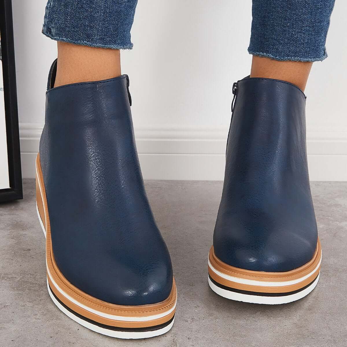 Clea Boots | Stylish Ankle Boots with Zip and Platform, Bold and Comfortable