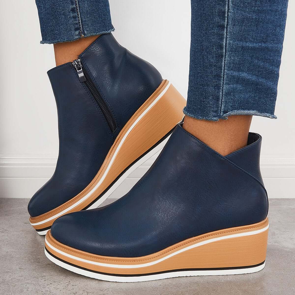 Clea Boots | Stylish Ankle Boots with Zip and Platform, Bold and Comfortable