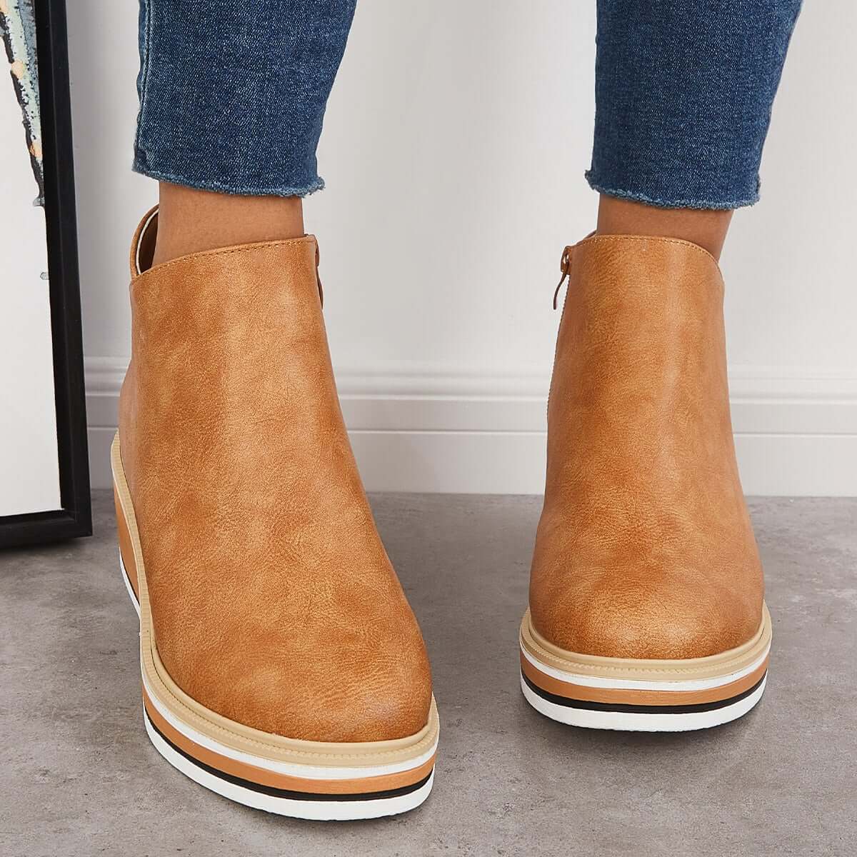Clea Boots | Stylish Ankle Boots with Zip and Platform, Bold and Comfortable