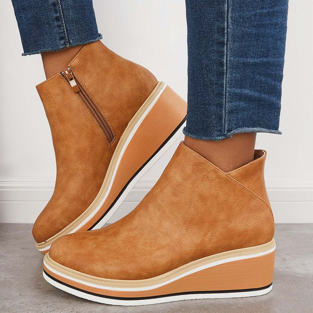 Clea Boots | Stylish Ankle Boots with Zip and Platform, Bold and Comfortable