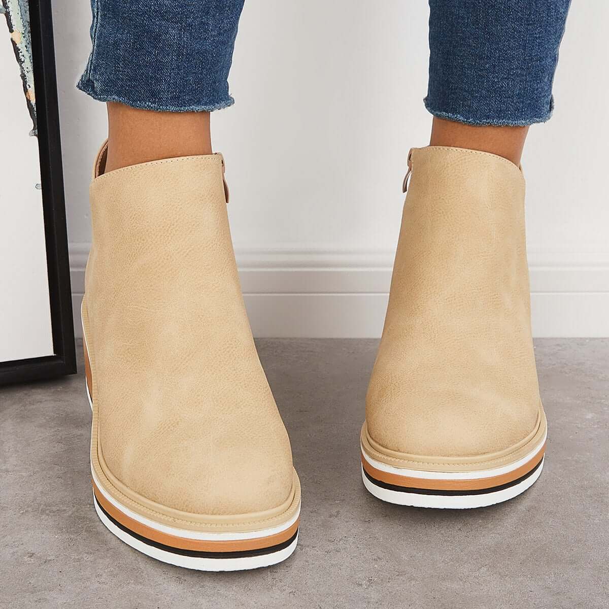 Clea Boots | Stylish Ankle Boots with Zip and Platform, Bold and Comfortable