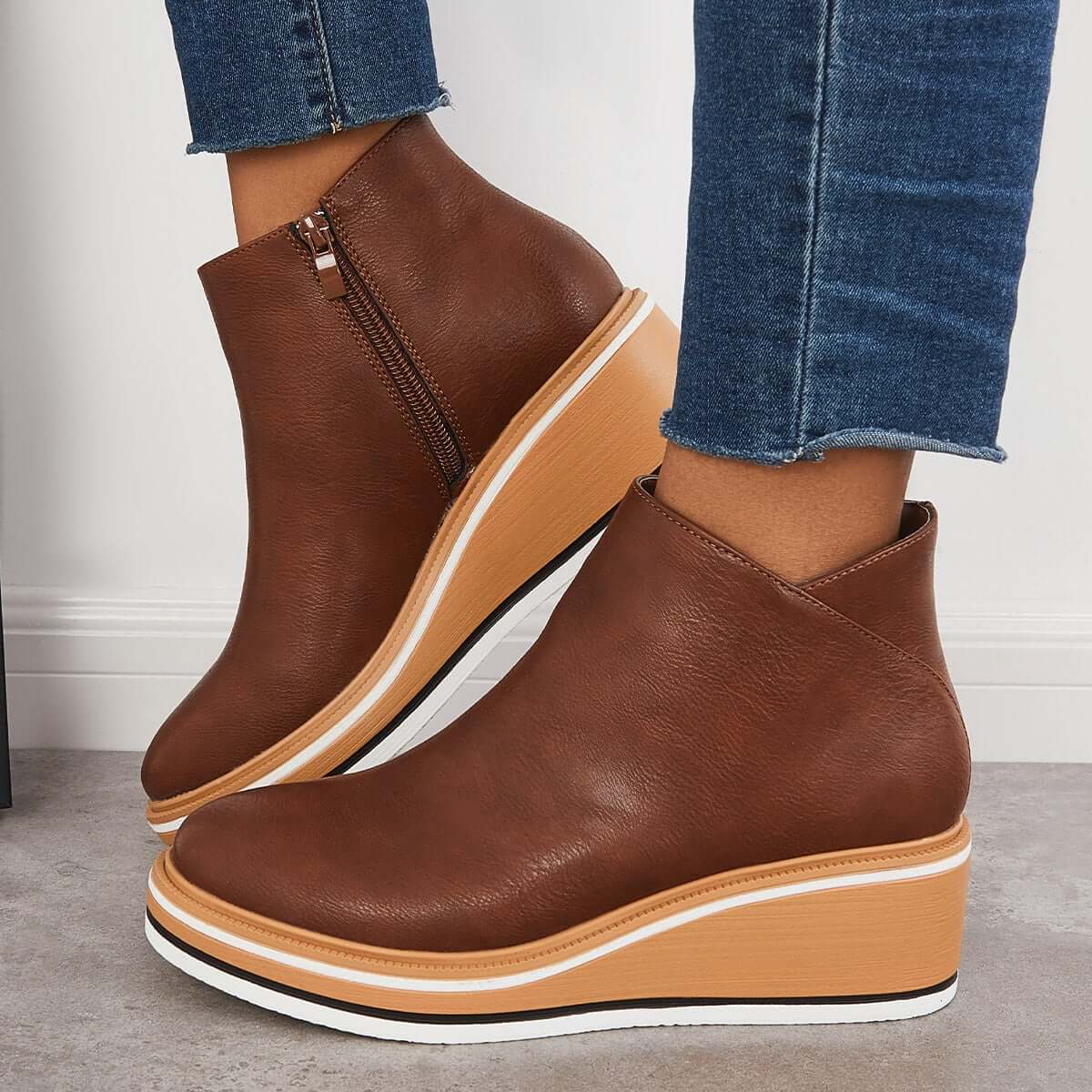 Clea Boots | Stylish Ankle Boots with Zip and Platform, Bold and Comfortable