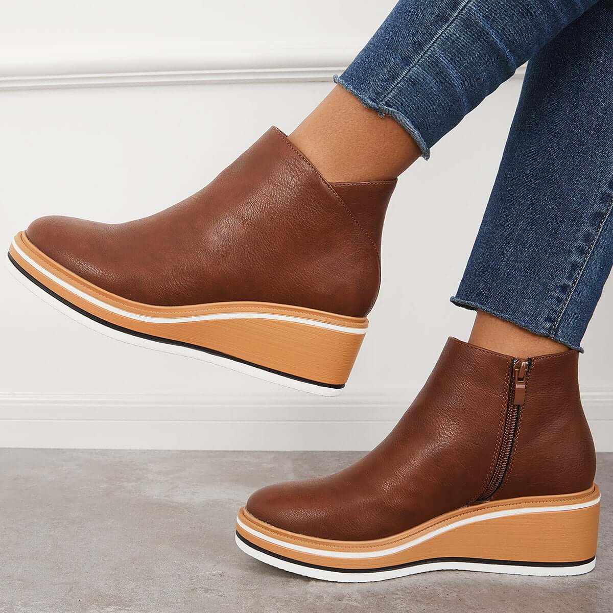 Clea Boots | Stylish Ankle Boots with Zip and Platform, Bold and Comfortable