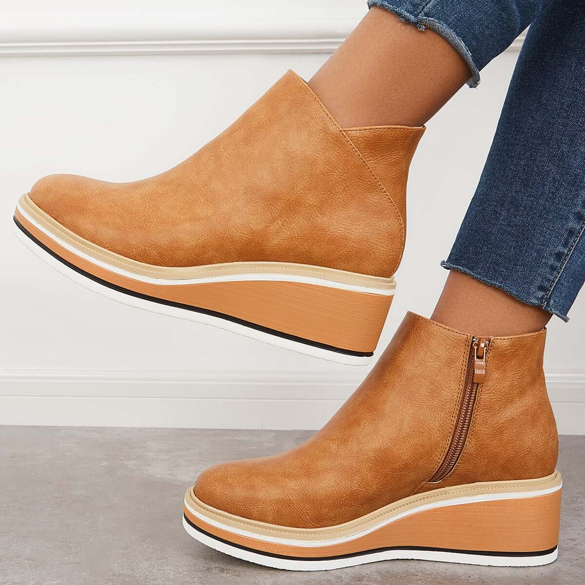 Clea Boots | Stylish Ankle Boots with Zip and Platform, Bold and Comfortable