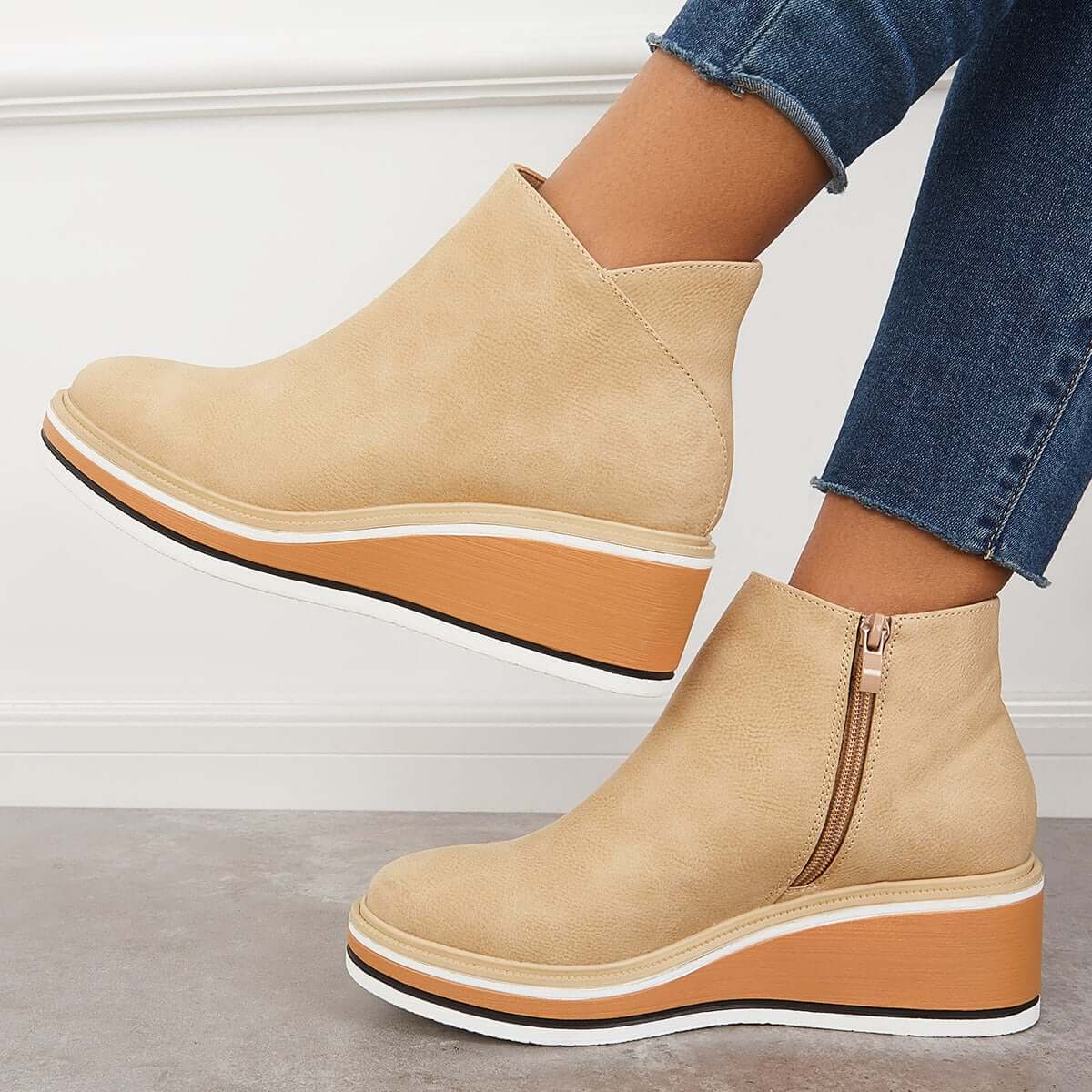 Clea Boots | Stylish Ankle Boots with Zip and Platform, Bold and Comfortable