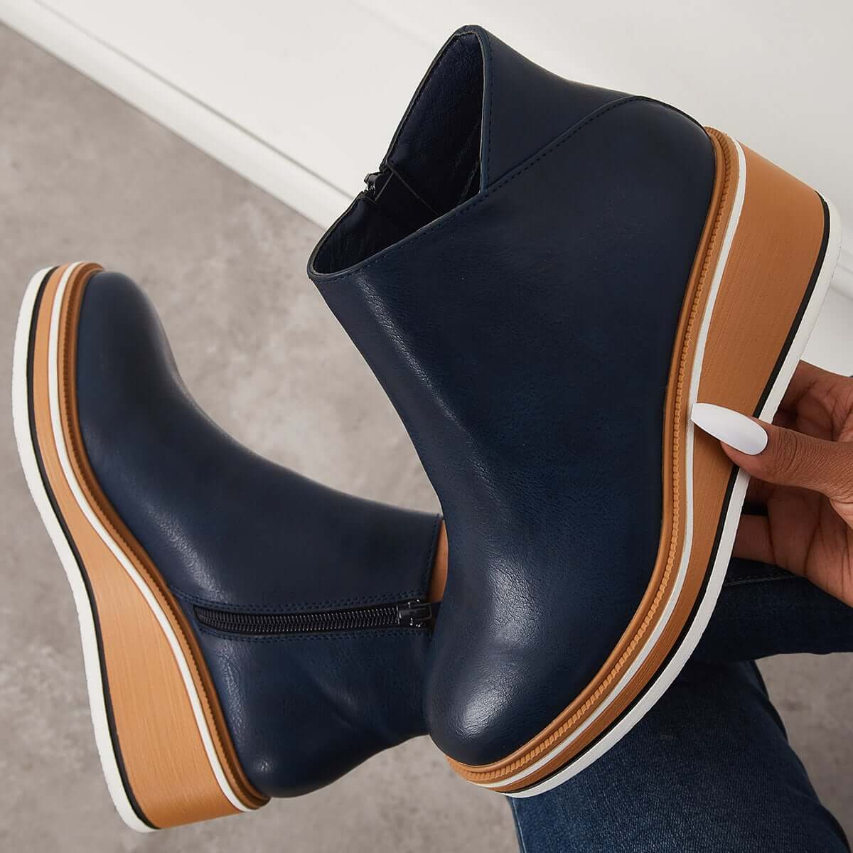 Clea Boots | Stylish Ankle Boots with Zip and Platform, Bold and Comfortable