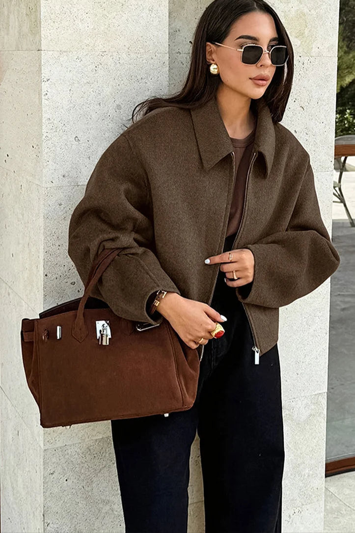 Saphira Jacket | Autumn Cropped Wool-Blend Jacket