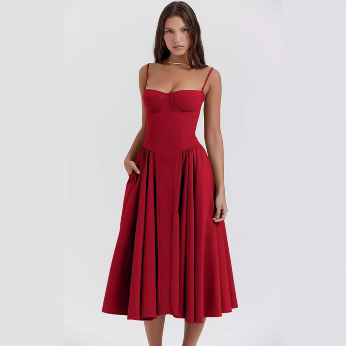 Vika Dress | Ballerina Pink Twill Corset Midi Dress