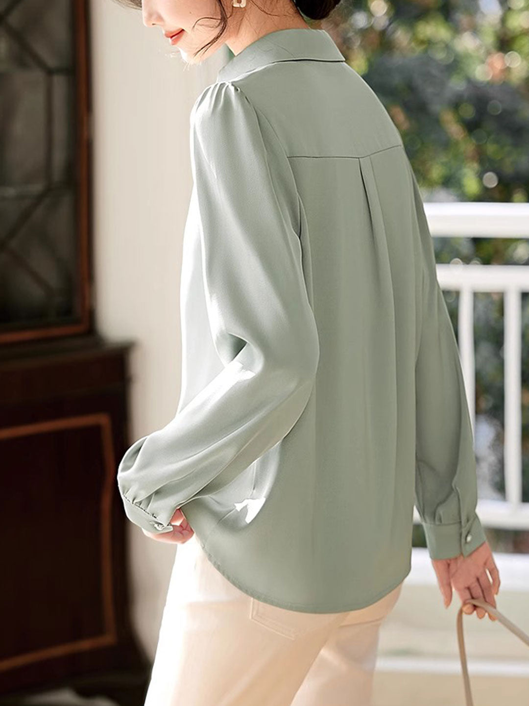 Lila Top | Elegant V-Neck Satin Shirt