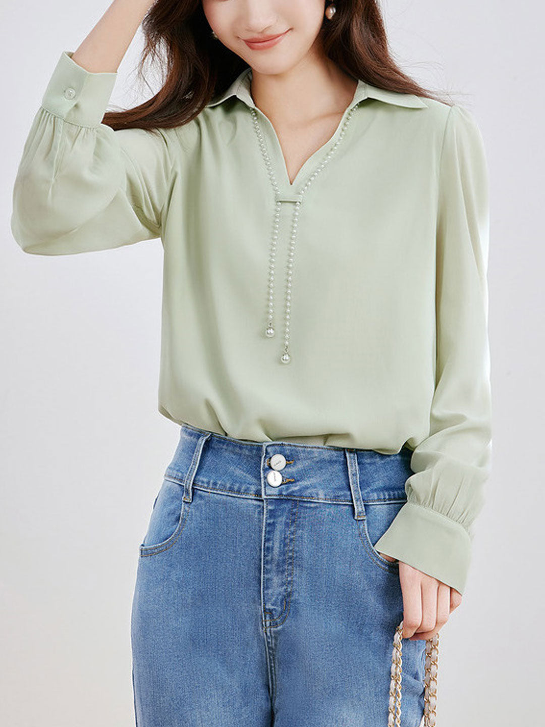 Lila Top | Elegant V-Neck Satin Shirt