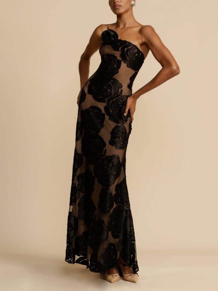Lenka Dress | Women's Black Floral Maxi Dress