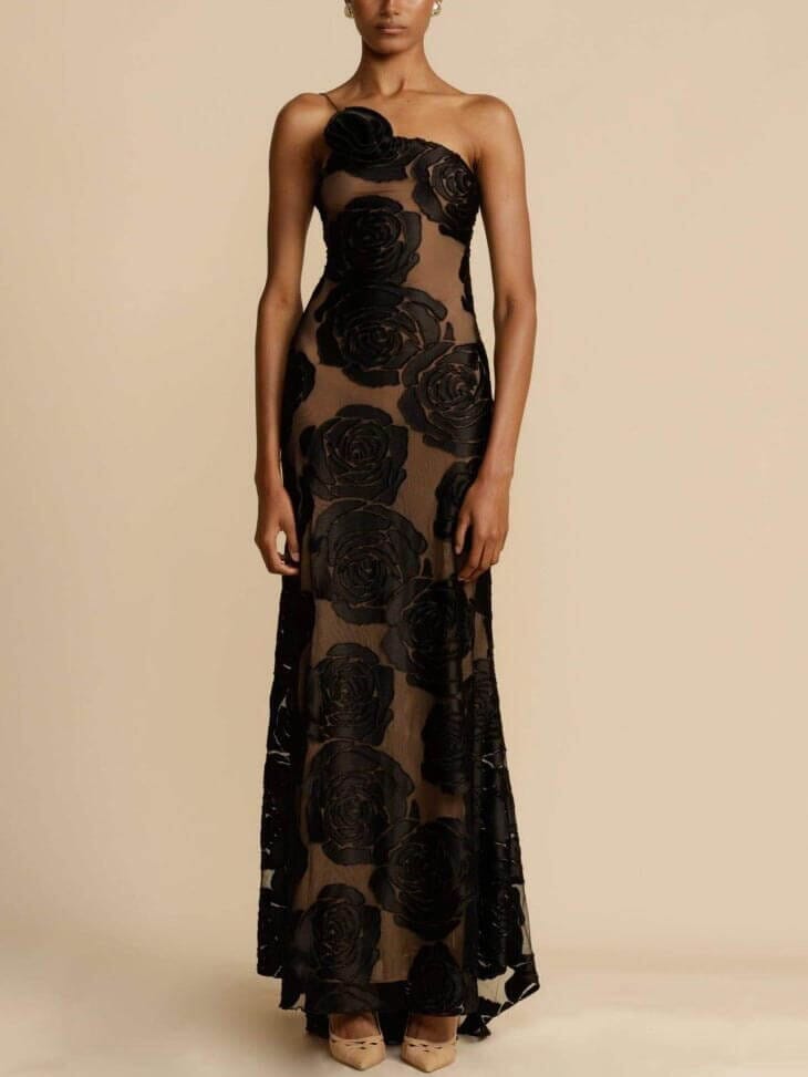 Lenka Dress | Women's Black Floral Maxi Dress