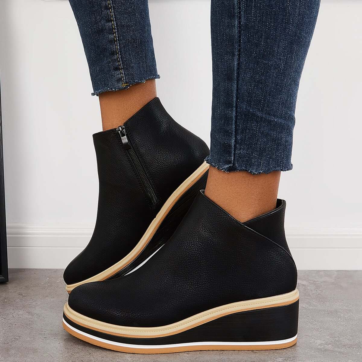 Clea Boots | Stylish Ankle Boots with Zip and Platform, Bold and Comfortable