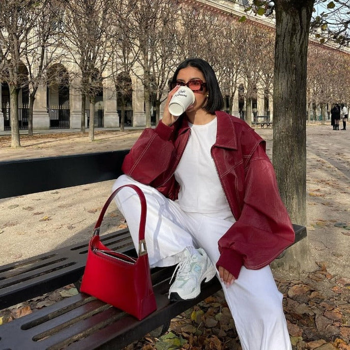 Shania Jacket | Autumn Oversized Red Zip Jacket