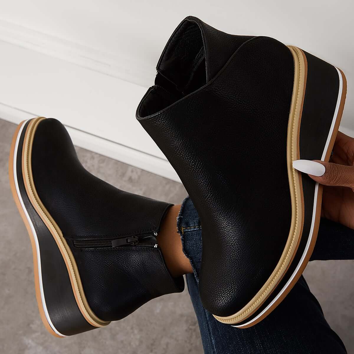 Clea Boots | Stylish Ankle Boots with Zip and Platform, Bold and Comfortable