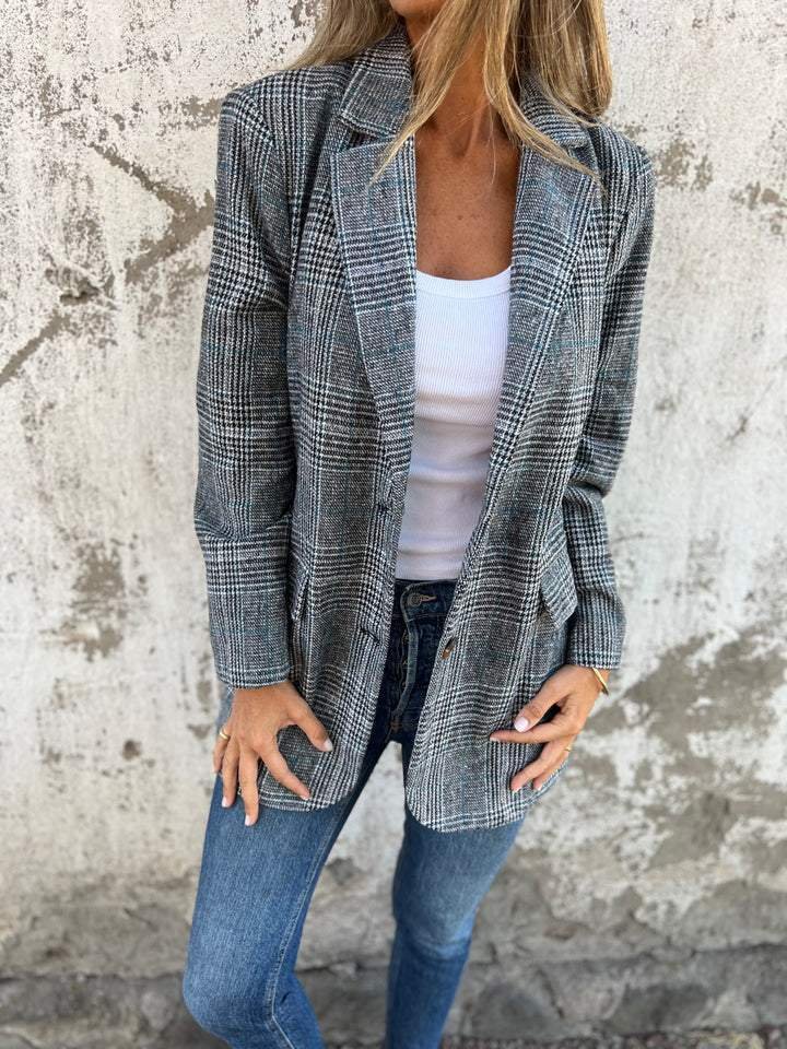 Talani Blazer | Autumn Checked Casual Long Blazer