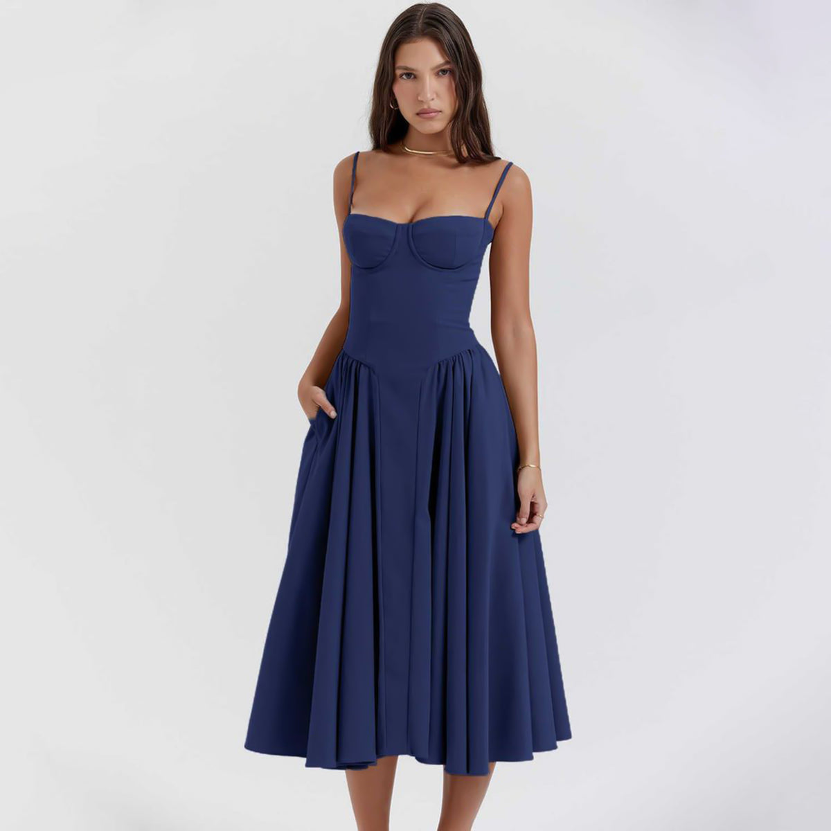 Vika Dress | Ballerina Pink Twill Corset Midi Dress