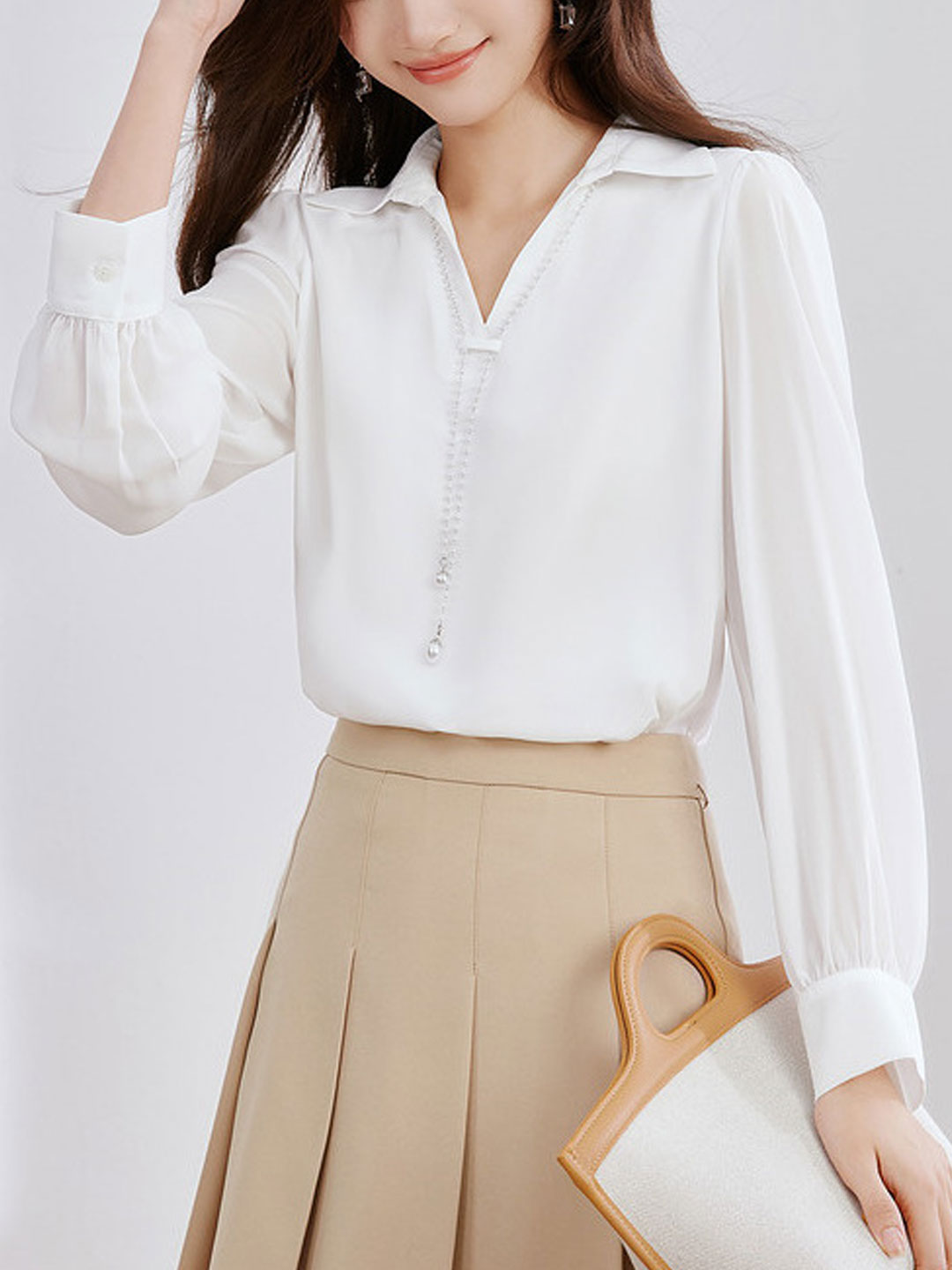 Lila Top | Elegant V-Neck Satin Shirt