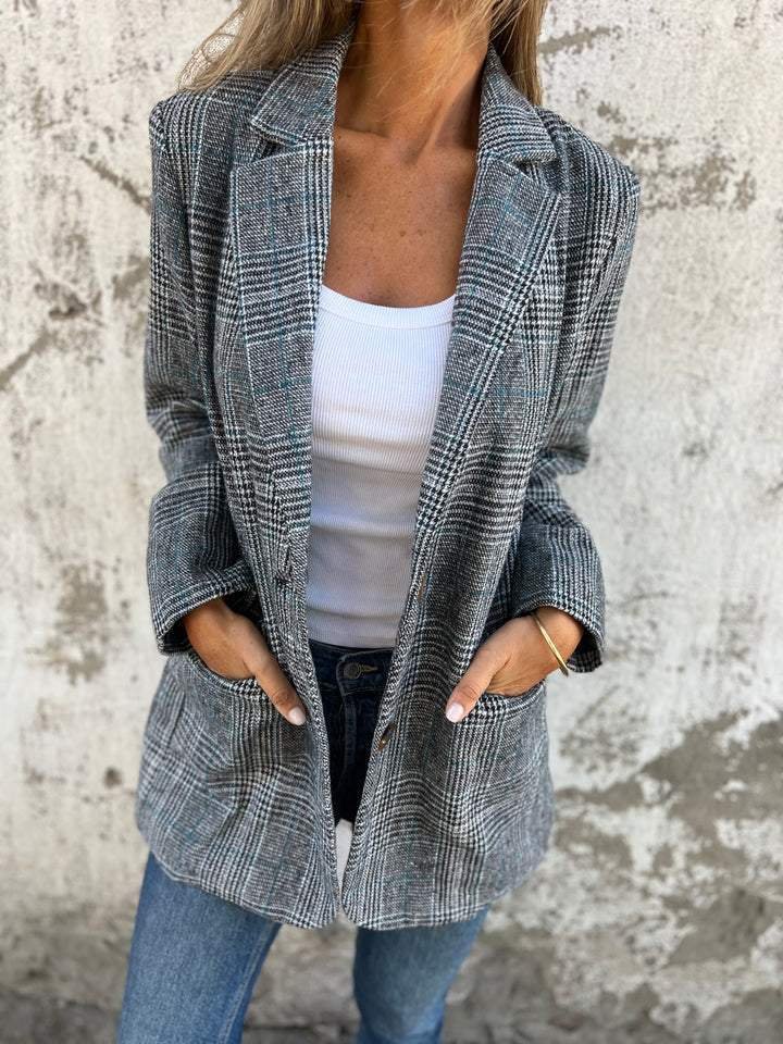 Talani Blazer | Autumn Checked Casual Long Blazer