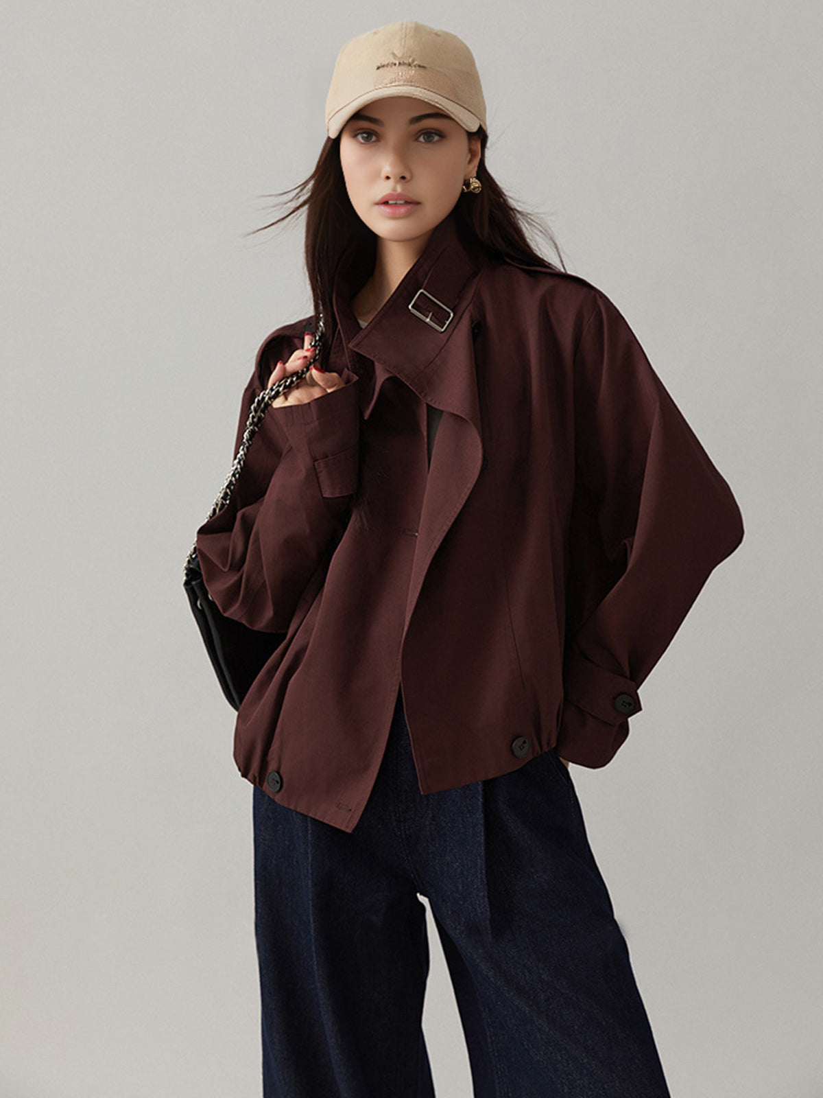 Savannah Jacket | Autumn Buckle-Detail Short Trench