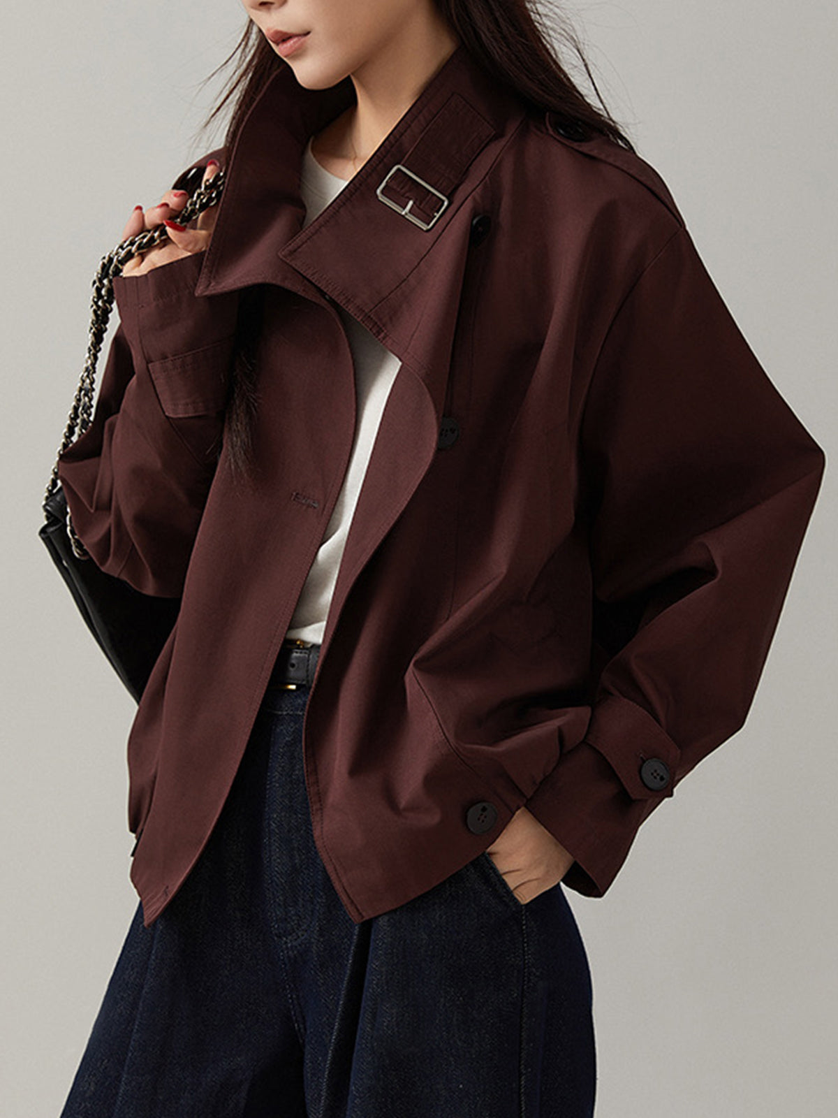 Savannah Jacket | Autumn Buckle-Detail Short Trench
