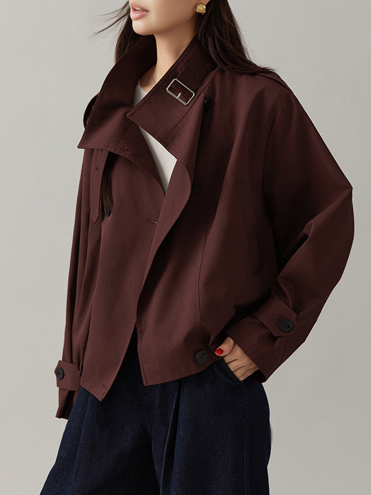 Savannah Jacket | Autumn Buckle-Detail Short Trench
