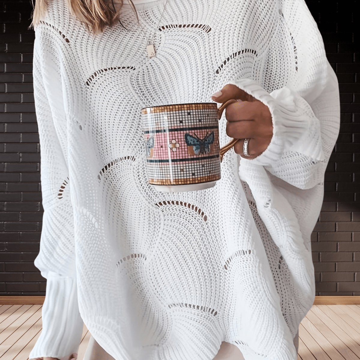 Velina Jumper | Autumn Oversized Knit Jumper with Wave Pattern