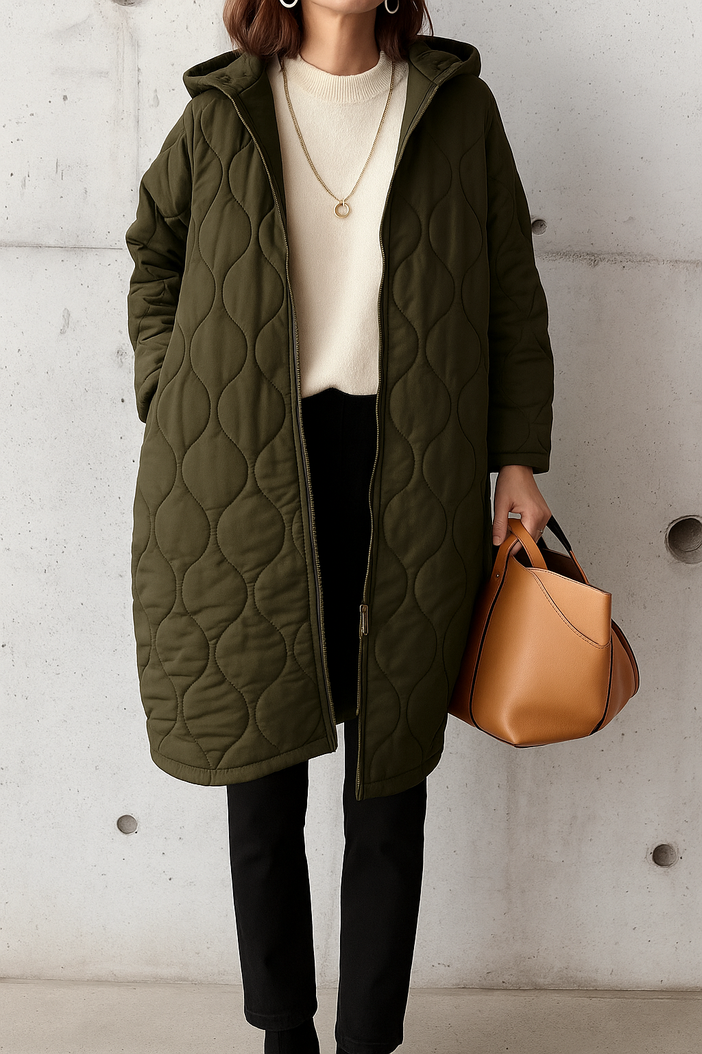 Sanna Coat | Autumn Quilted Hooded Long Coat
