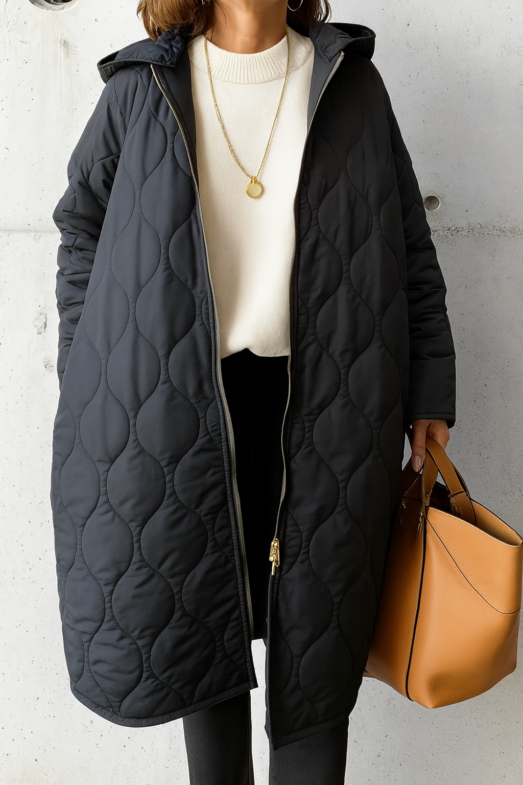 Sanna Coat | Autumn Quilted Hooded Long Coat