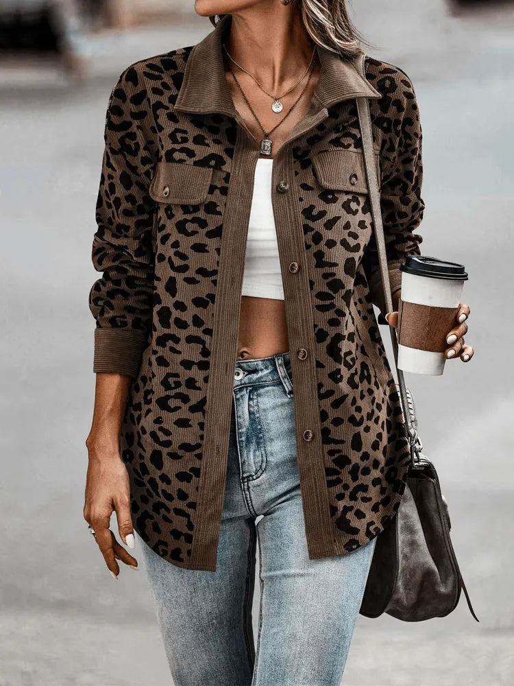 Tasmin Jacket | Autumn Leopard Print Corduroy Jacket