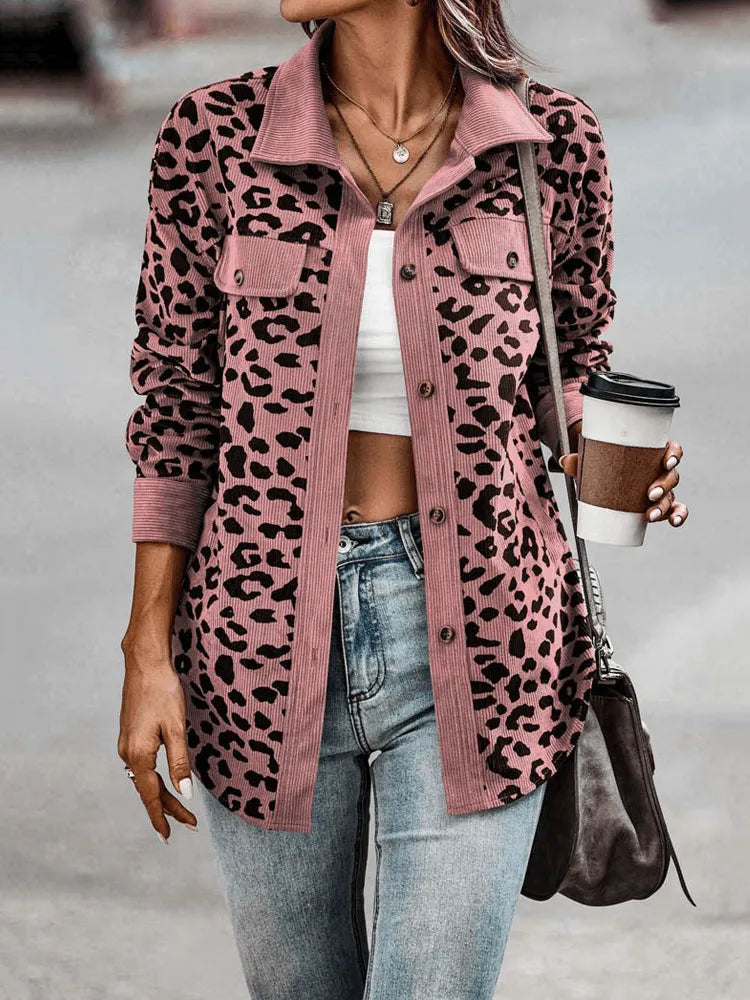 Tasmin Jacket | Autumn Leopard Print Corduroy Jacket