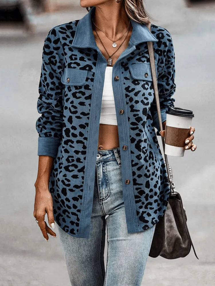 Tasmin Jacket | Autumn Leopard Print Corduroy Jacket