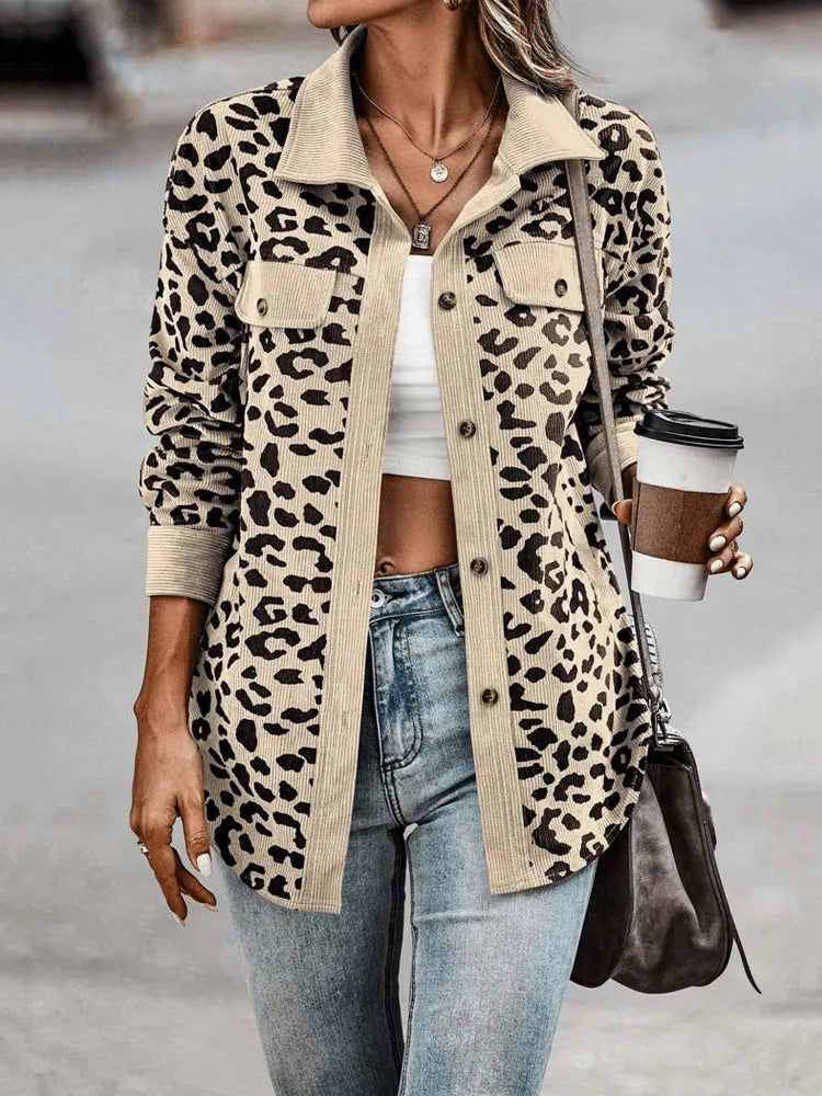 Tasmin Jacket | Autumn Leopard Print Corduroy Jacket
