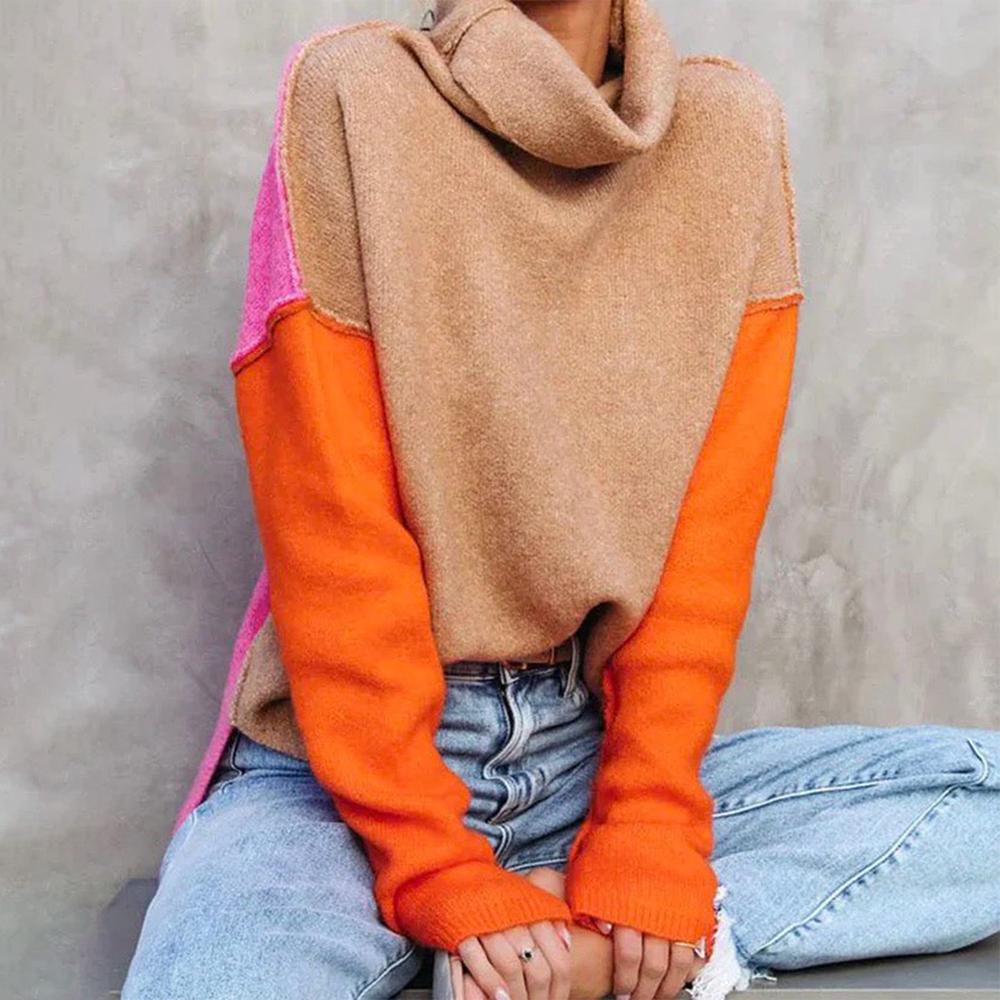 Varina Jumper | Autumn Color Block Turtleneck Jumper