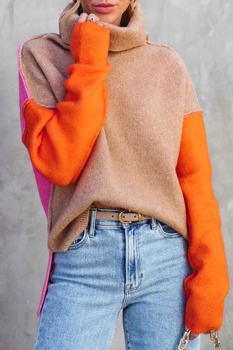 Varina Jumper | Autumn Color Block Turtleneck Jumper