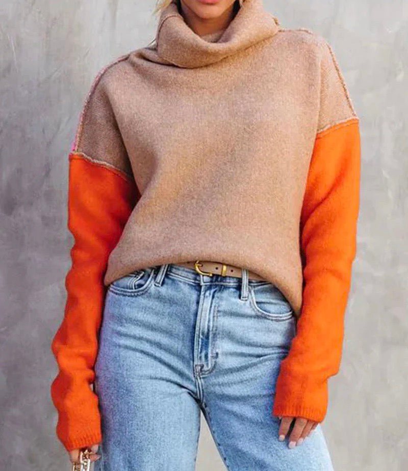 Varina Jumper | Autumn Color Block Turtleneck Jumper