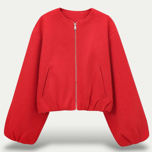 Valentina Jacket | Autumn Cropped Zip Bomber Jacket