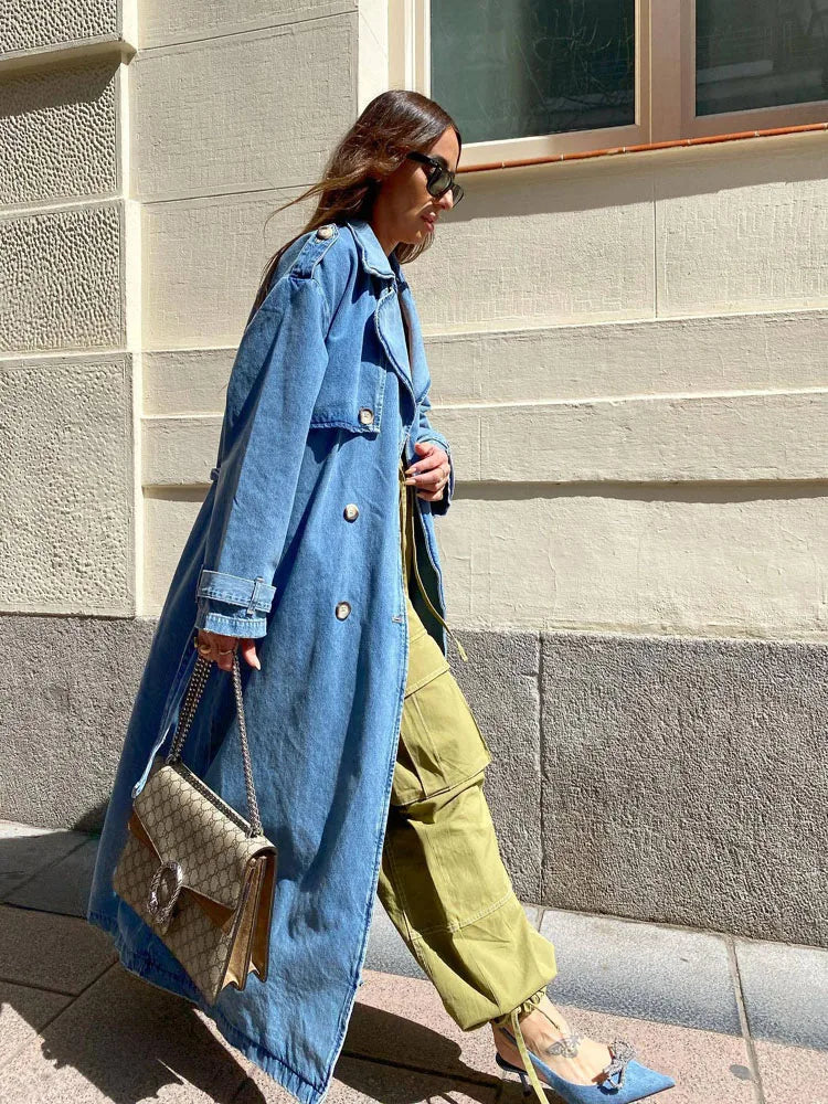 Haninnah Trench Coat | Women’s Winter Denim Trench Coat