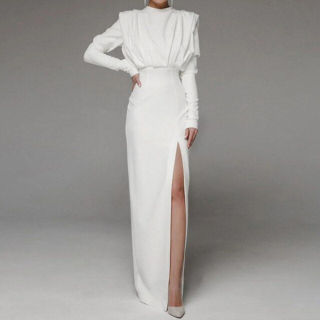 Phylliss Dress | Long Sleeves Chic Party Dress with Side Slit