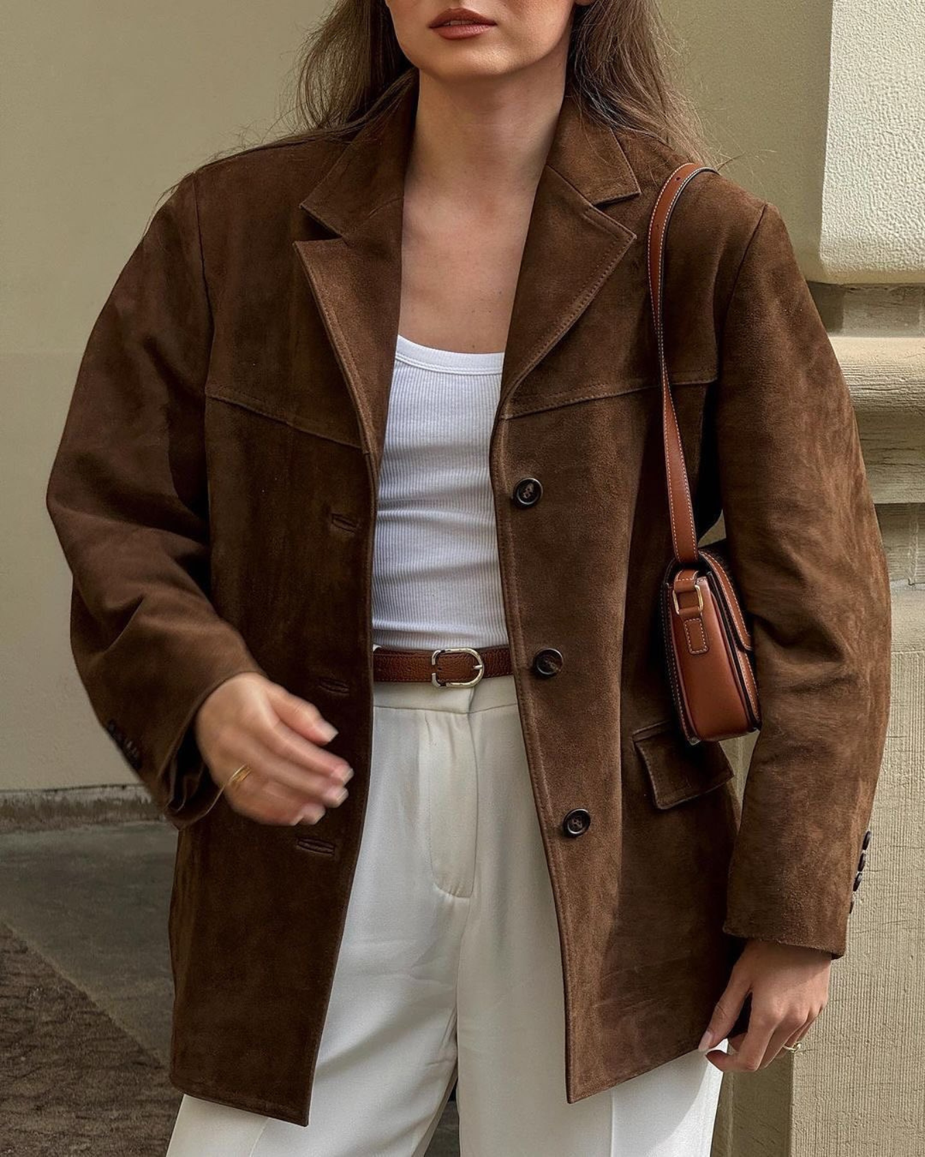 Sareena Blazer | Autumn Suede Buttoned Oversized Blazer