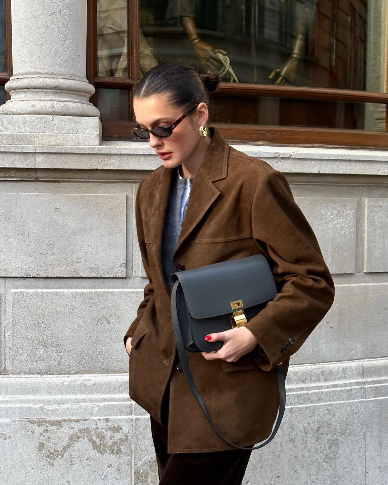 Sareena Blazer | Autumn Suede Buttoned Oversized Blazer