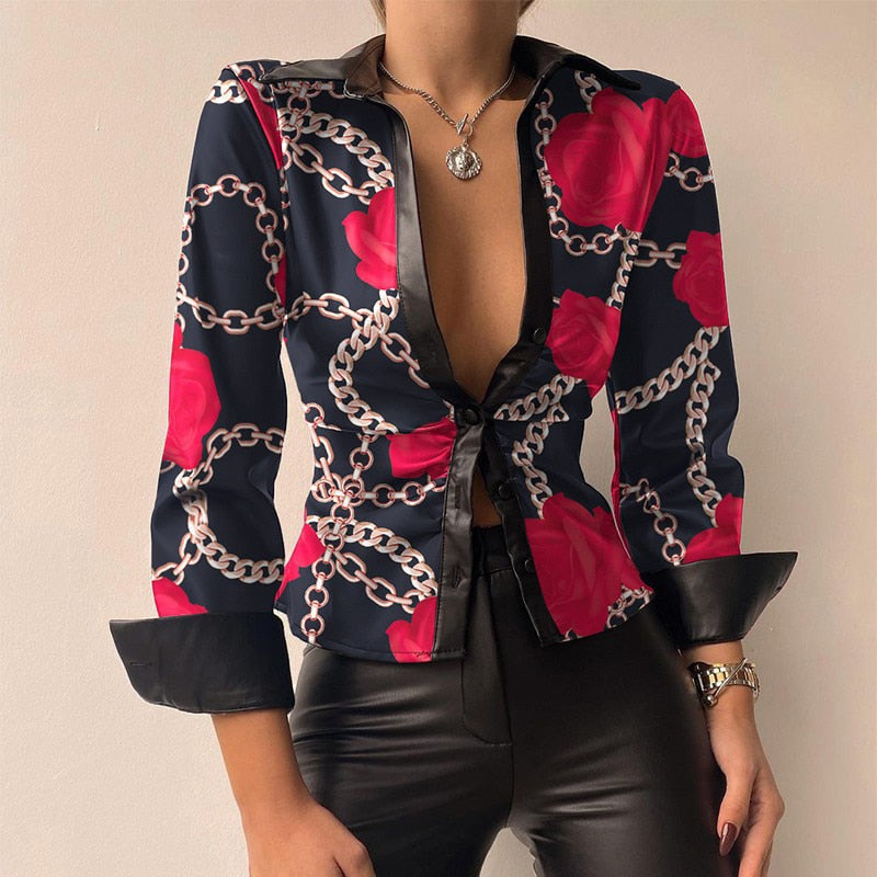 Lacey Blouse | Patchwork V-Neck Chic Style