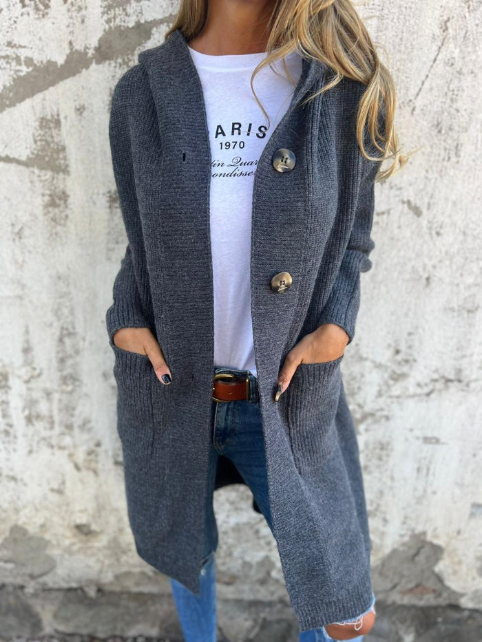 Valeria Cardigan | Autumn Long Buttoned Knit Cardigan