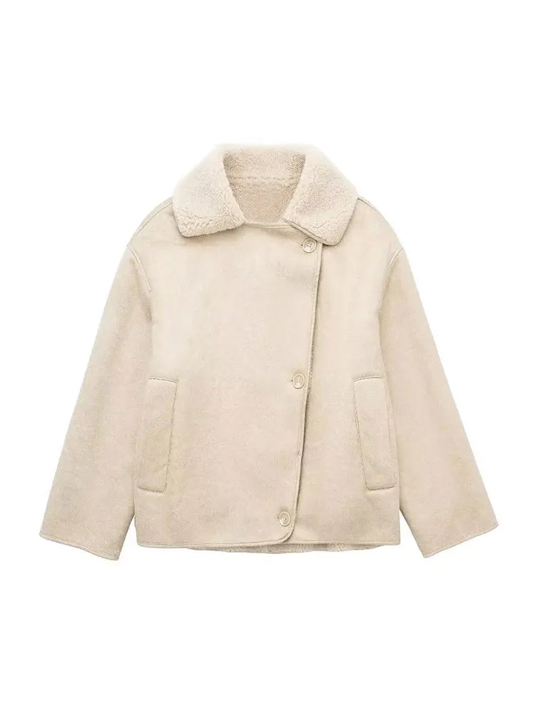Sapphire Coat | Autumn Shearling-Lined Faux Suede Coat
