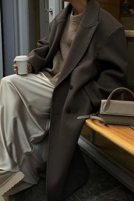 Sassa Coat | Autumn Elegant Double-Breasted Long Wool Coat