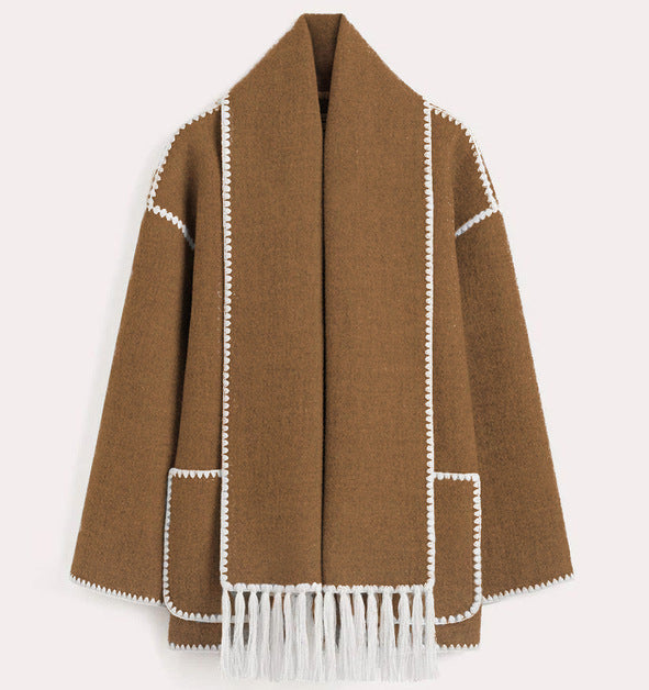 Tabatha Coat | Autumn Fringe Wool Coat