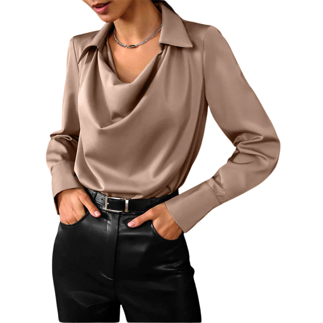 Wellesley Blouse | Satin V-Neck Blouse for Women