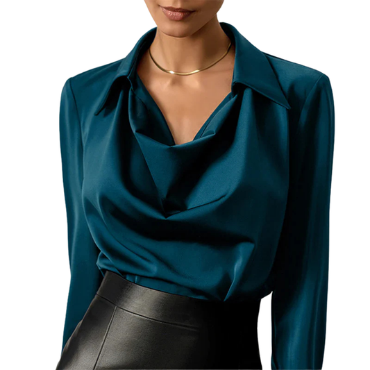 Wellesley Blouse | Satin V-Neck Blouse for Women