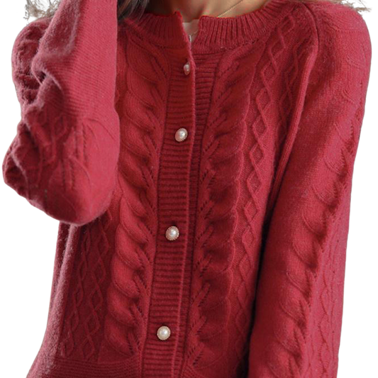 Charity Cardigan | Stand Collar Jacquard Knit Cardigan